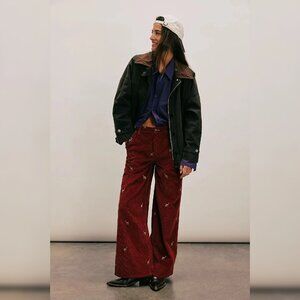 Free People We The Free Clifton Cord Wide-Leg Jeans XL 33 Trousers Pants 44329